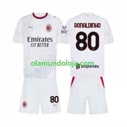 Camisola AC Milan Ronaldinho 80 Criança Equipamento Segundo 2026-2027 Manga Curta